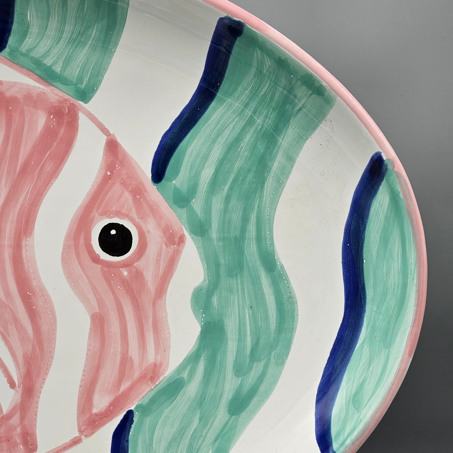 Ceramic Platter with Hand-Painted Angelfish