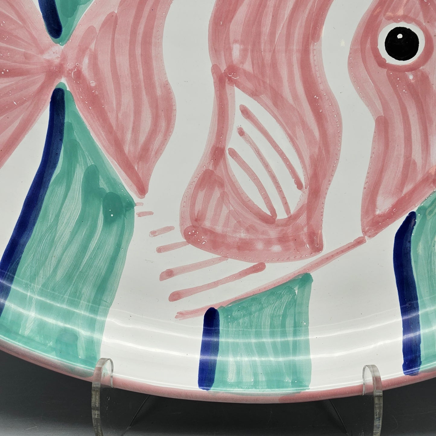 Ceramic Platter with Hand-Painted Angelfish