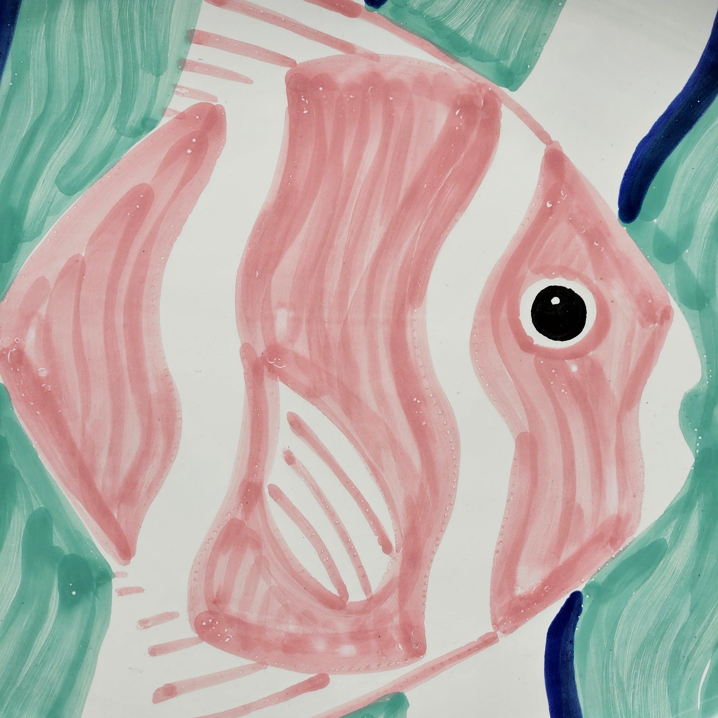 Ceramic Platter with Hand-Painted Angelfish