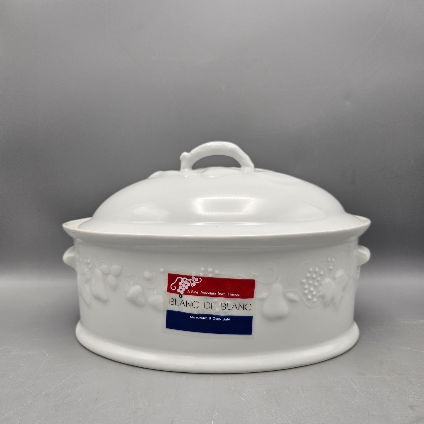 Large Vintage Philippe Deshouliere Porcelain Oval Lidded Casserole