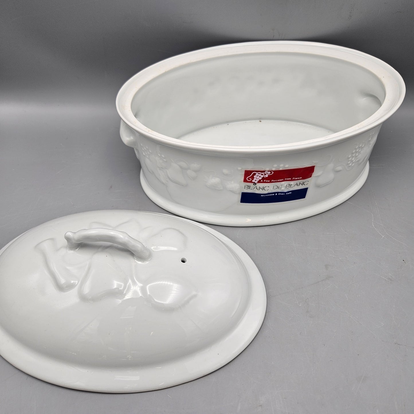 Large Vintage Philippe Deshouliere Porcelain Oval Lidded Casserole