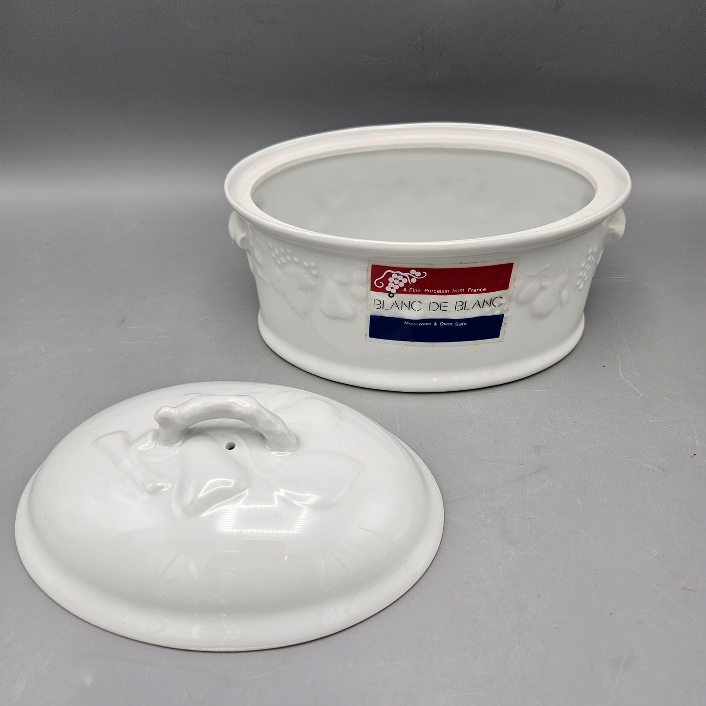 Small Vintage Philippe Deshouliere Porcelain Oval Lidded Casserole