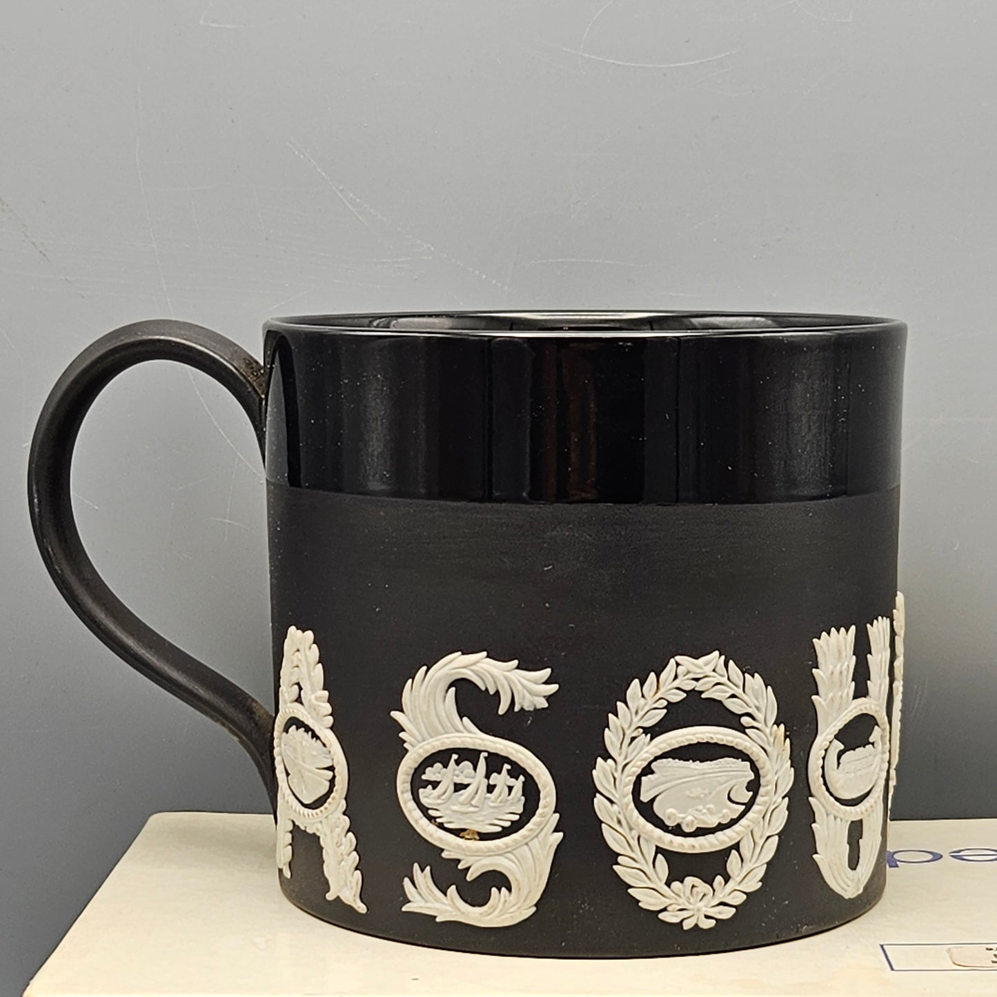 Wedgwood Black Jasperware Guyatt SOUVENIR Mug