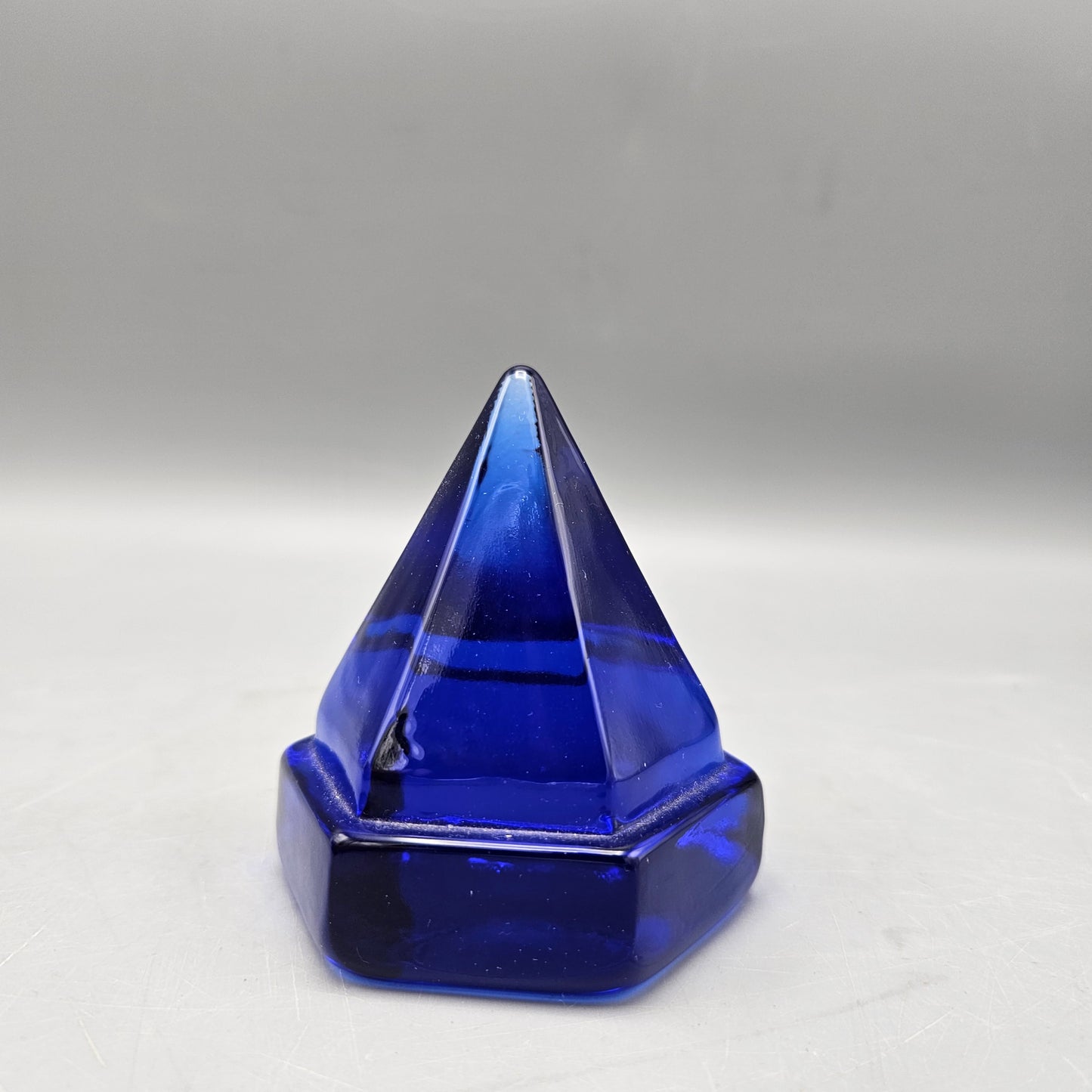 Cobalt Blue Glass Deck Prism Paperweight