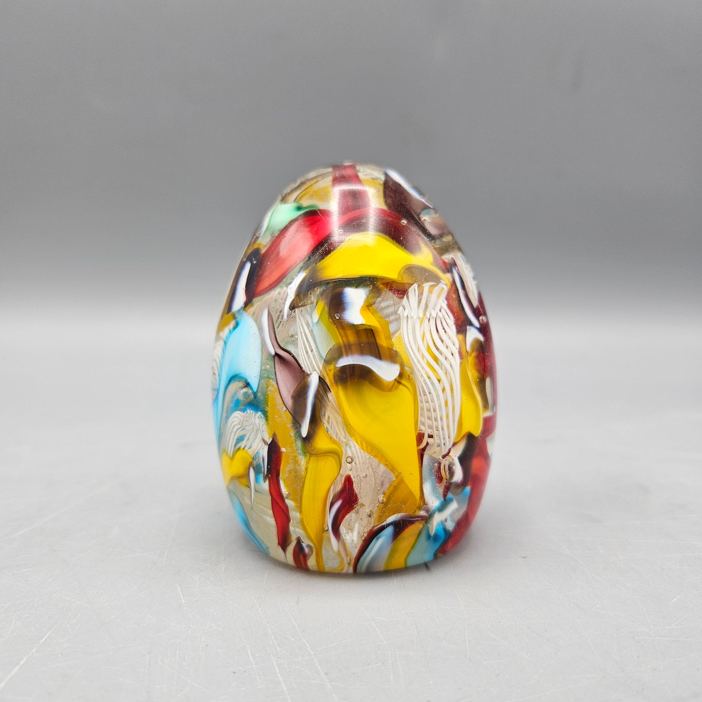 Art Glass Millefiori Egg Paperweight