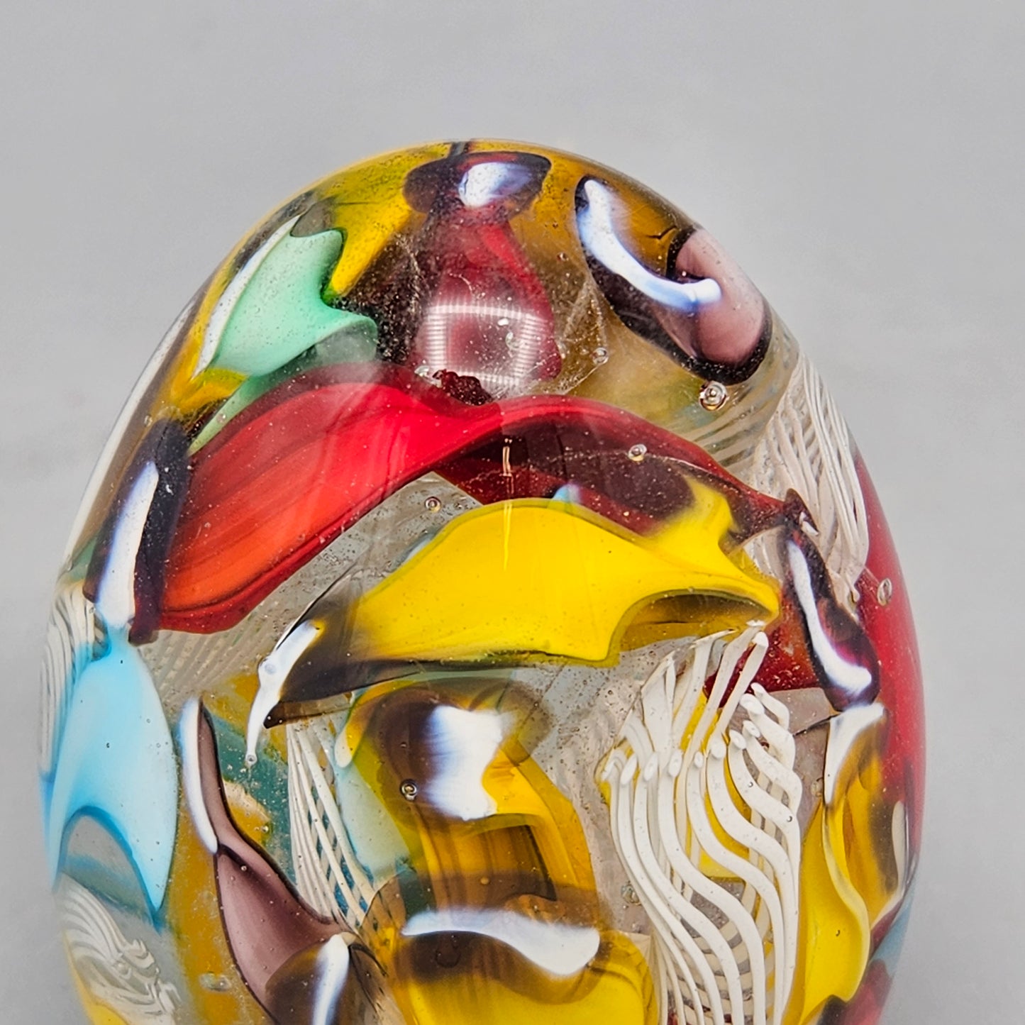 Art Glass Millefiori Egg Paperweight