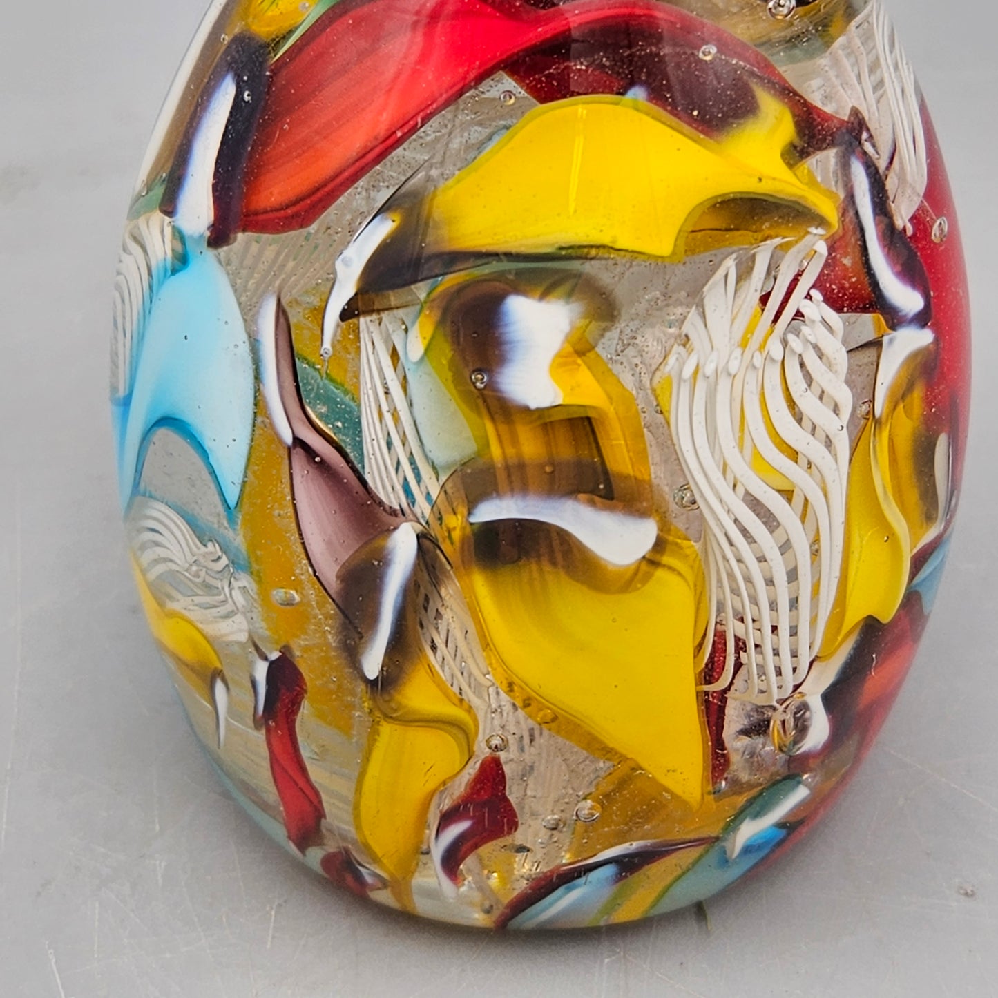 Art Glass Millefiori Egg Paperweight