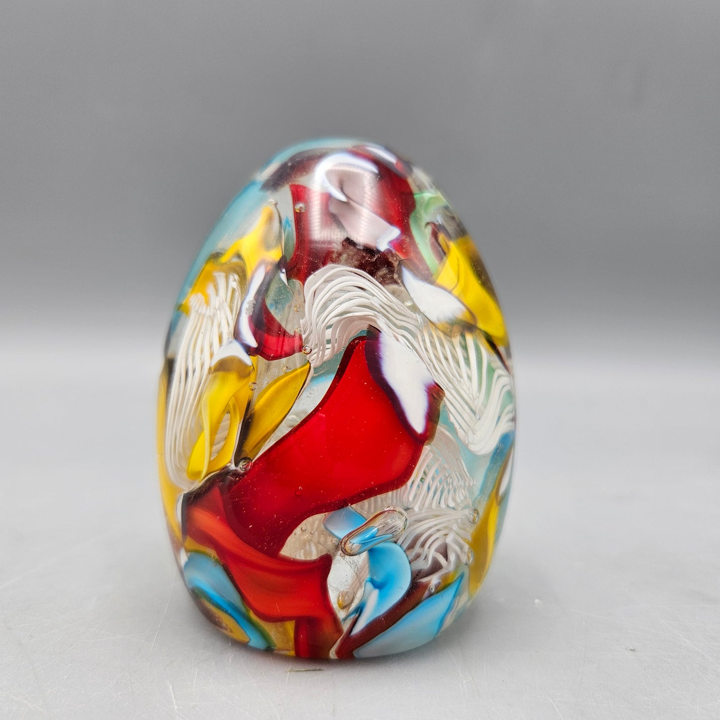 Art Glass Millefiori Egg Paperweight