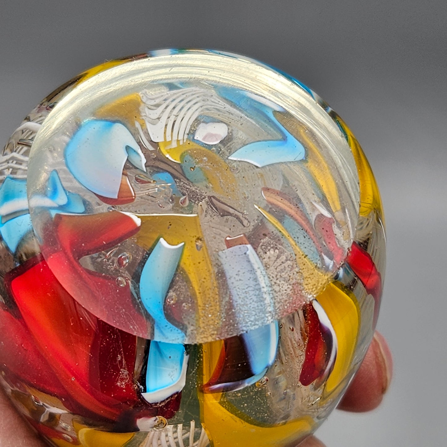 Art Glass Millefiori Egg Paperweight