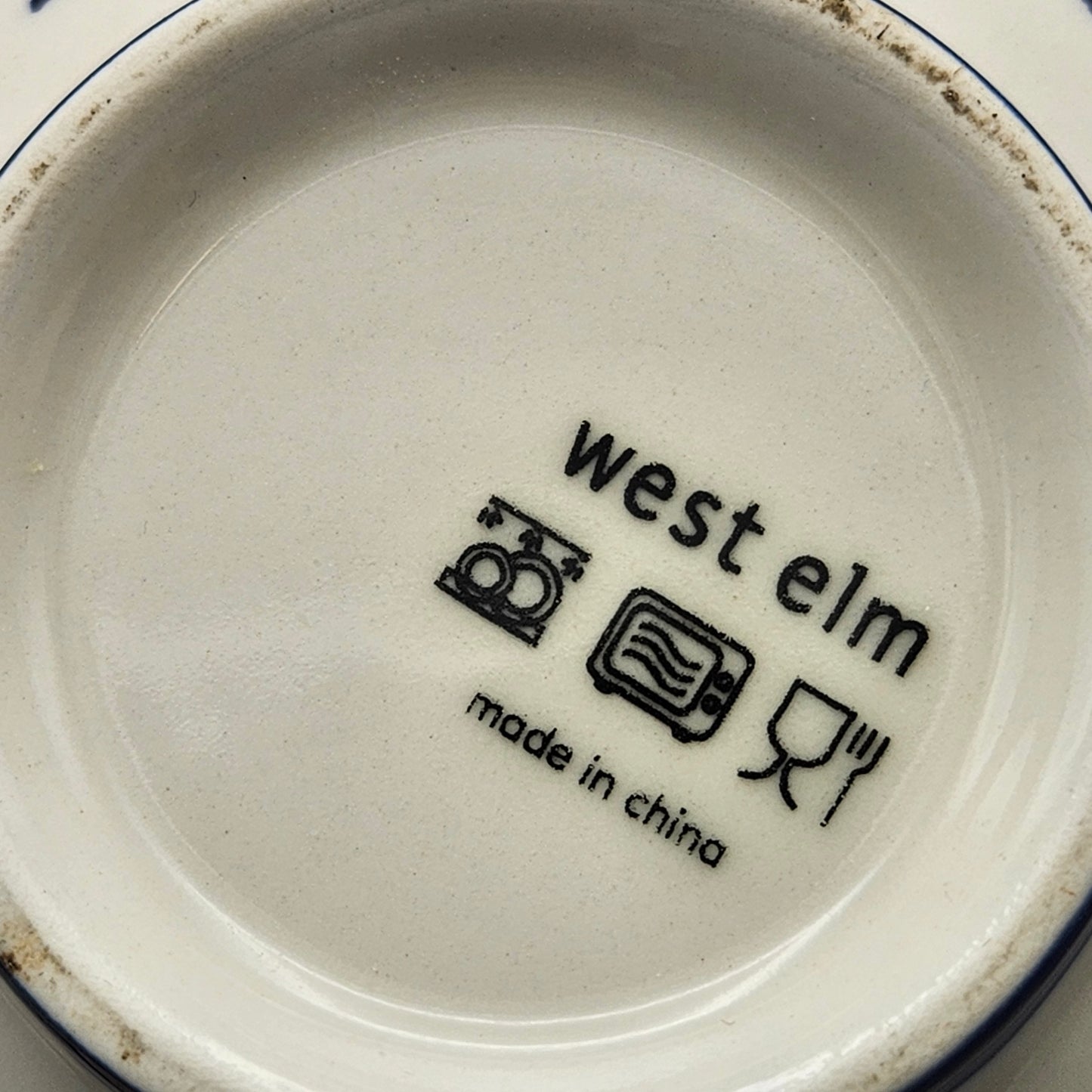 West Elm Blue and White Ceramic Bowls - Set of Three