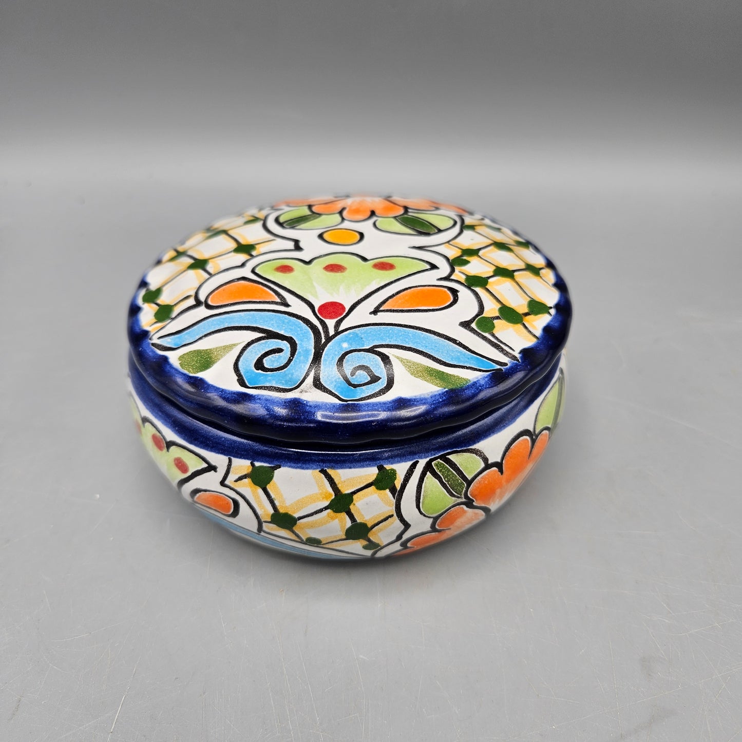 Hand-Painted Mexican Pottery Box