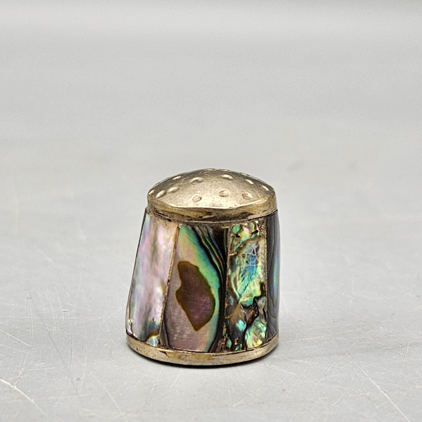 Mexican Inlaid Abalone & Brass Thimble