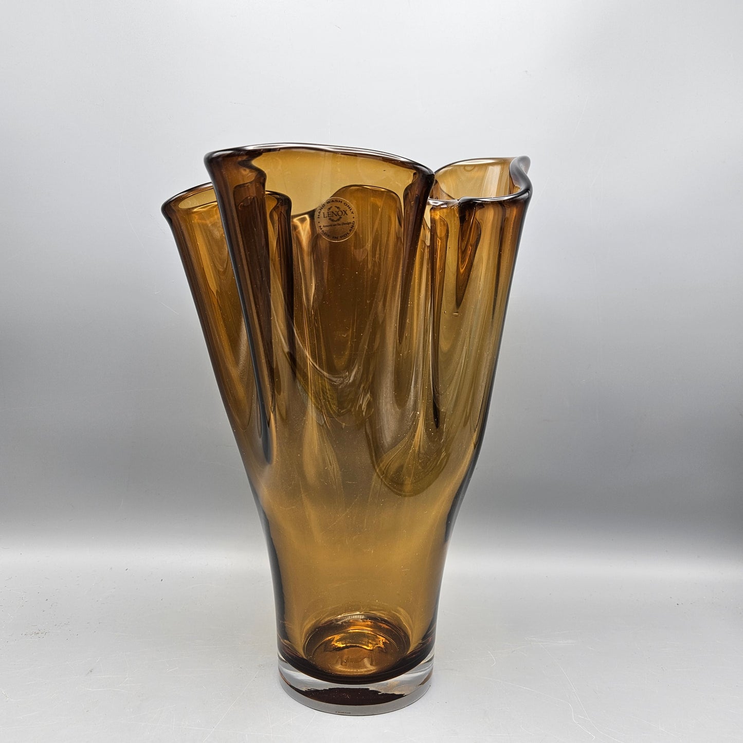 Lenox Crystal Amber Freeform Vase