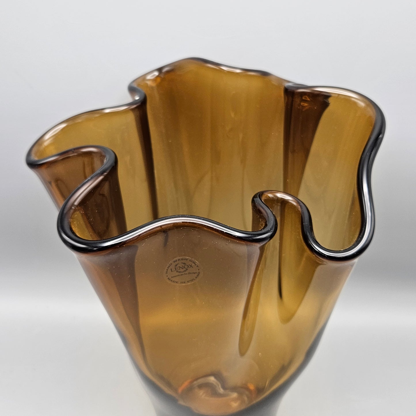 Lenox Crystal Amber Freeform Vase