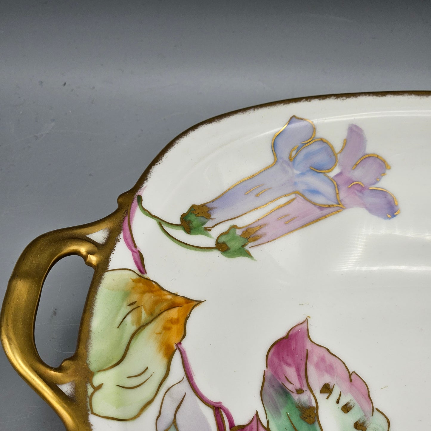 Hand-Painted Limoges Porcelain Handled Dish