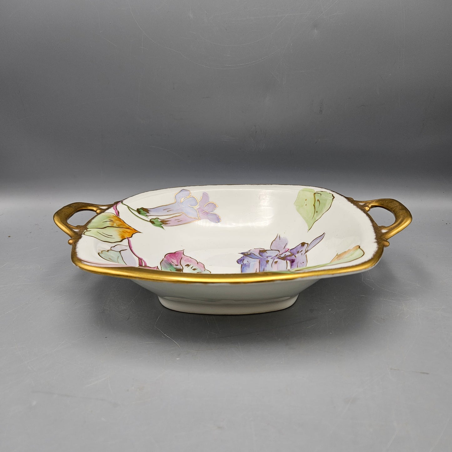 Hand-Painted Limoges Porcelain Handled Dish