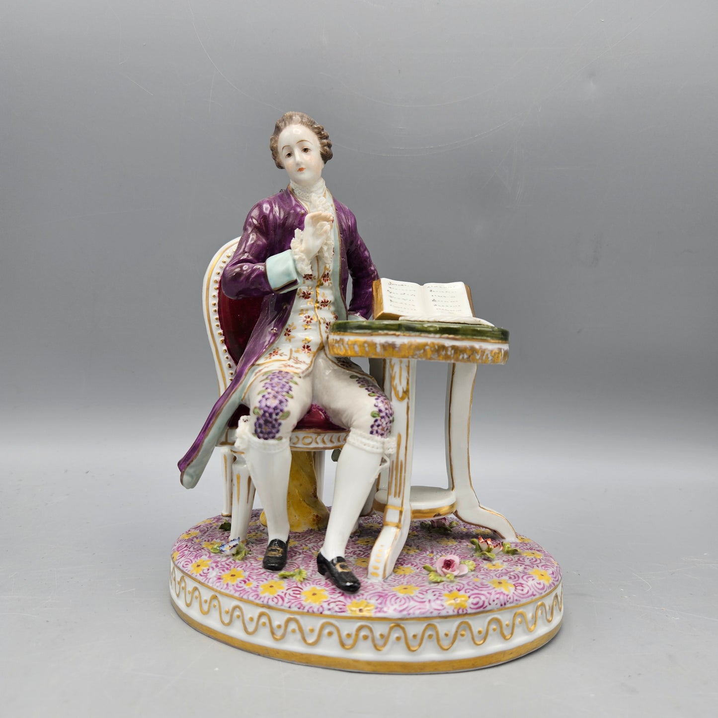 19th Century Dresden Porcelain Figural Group Man with Book
