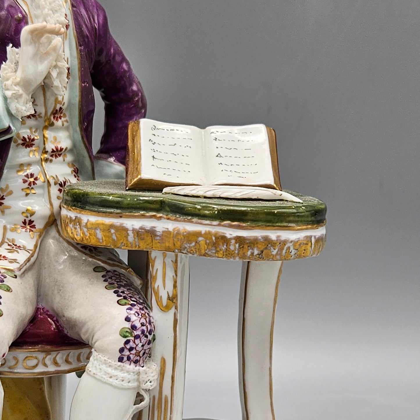 19th Century Dresden Porcelain Figural Group Man with Book