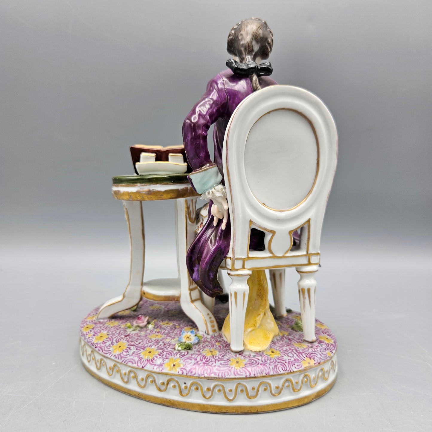 19th Century Dresden Porcelain Figural Group Man with Book