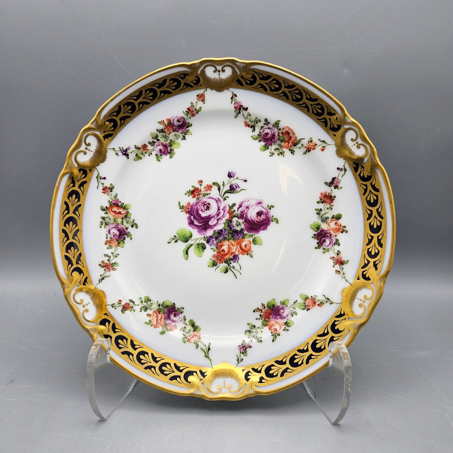 Royal Vienna Floral & Cobalt Blue with Gold Plate