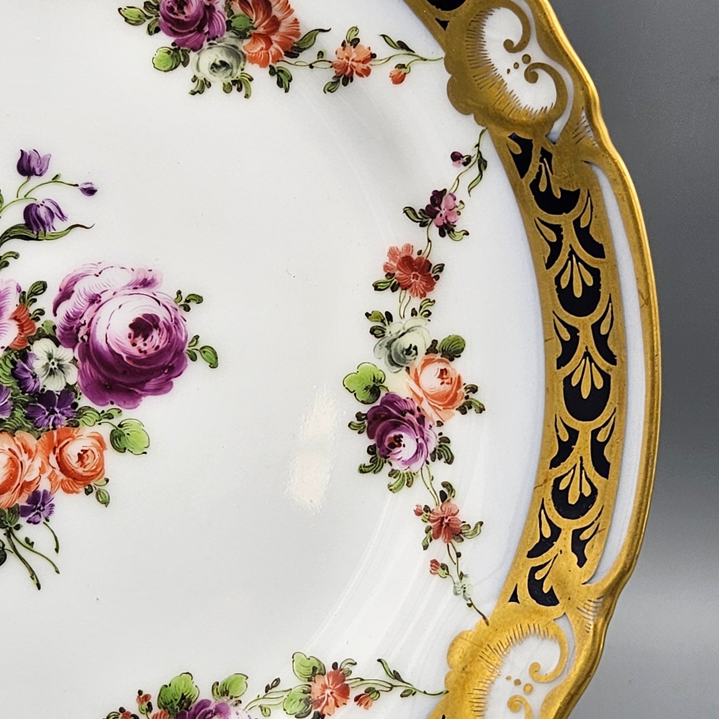 Royal Vienna Floral & Cobalt Blue with Gold Plate