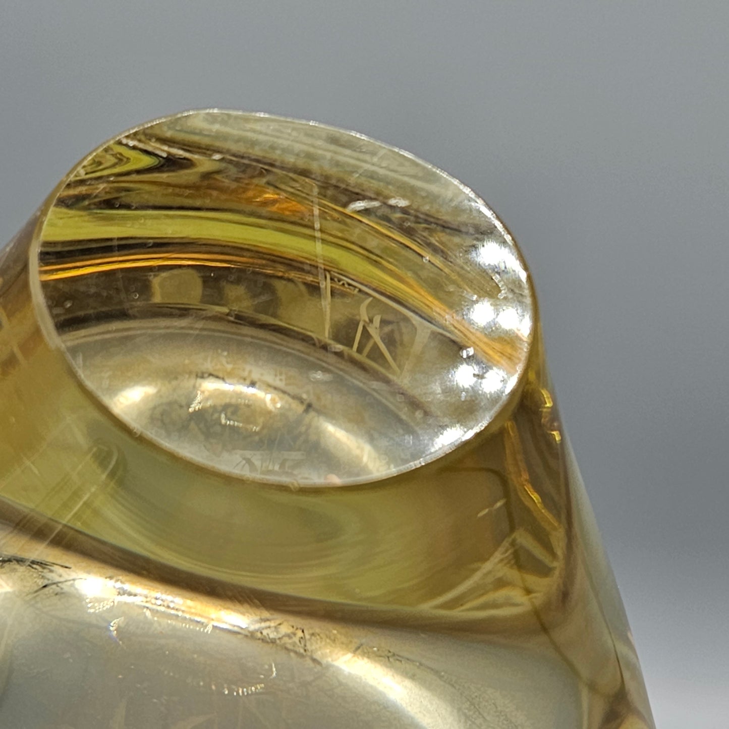 Chinese or Japanese Art Glass Vase with Engraved Crane