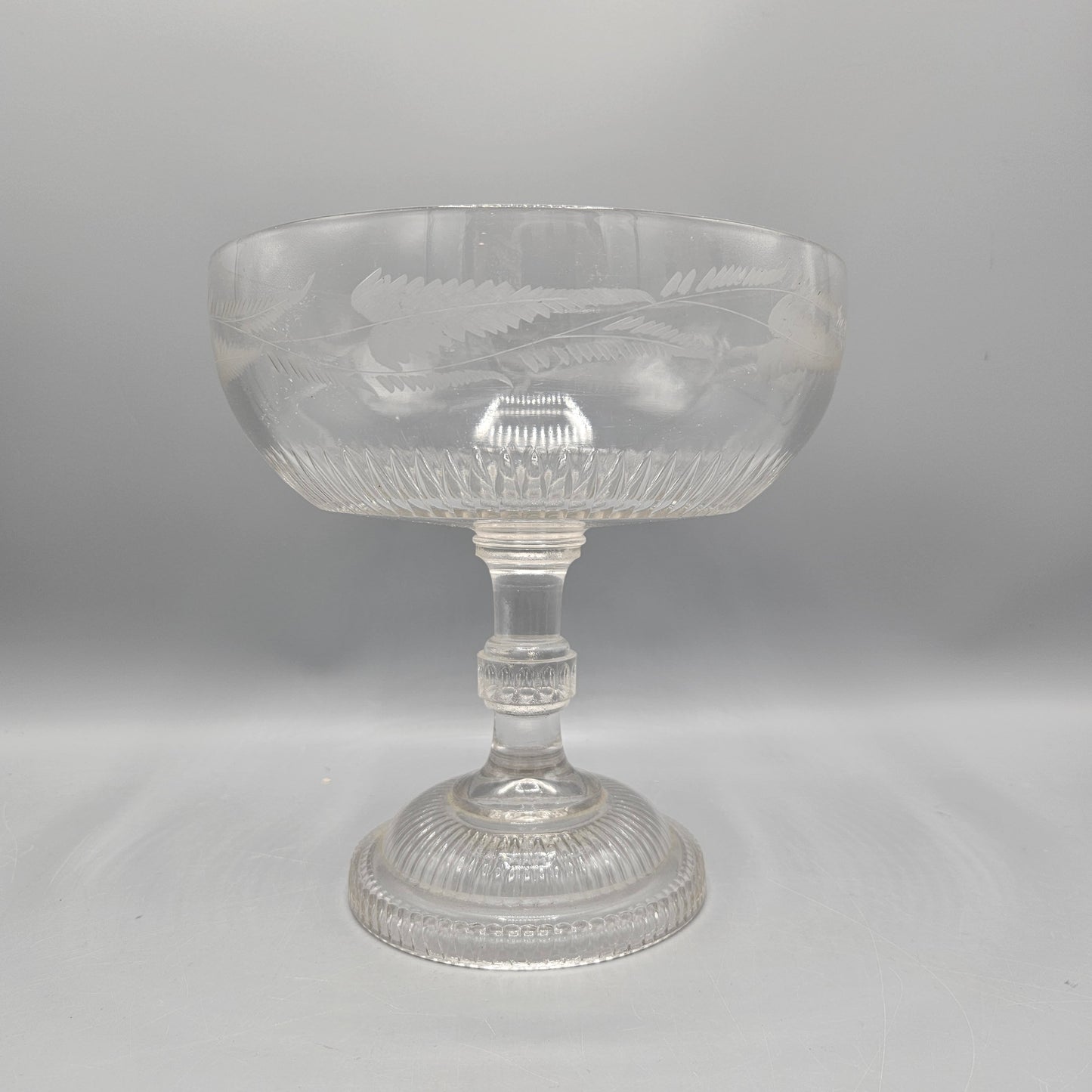 EAPG Compote with Engraved Ferns