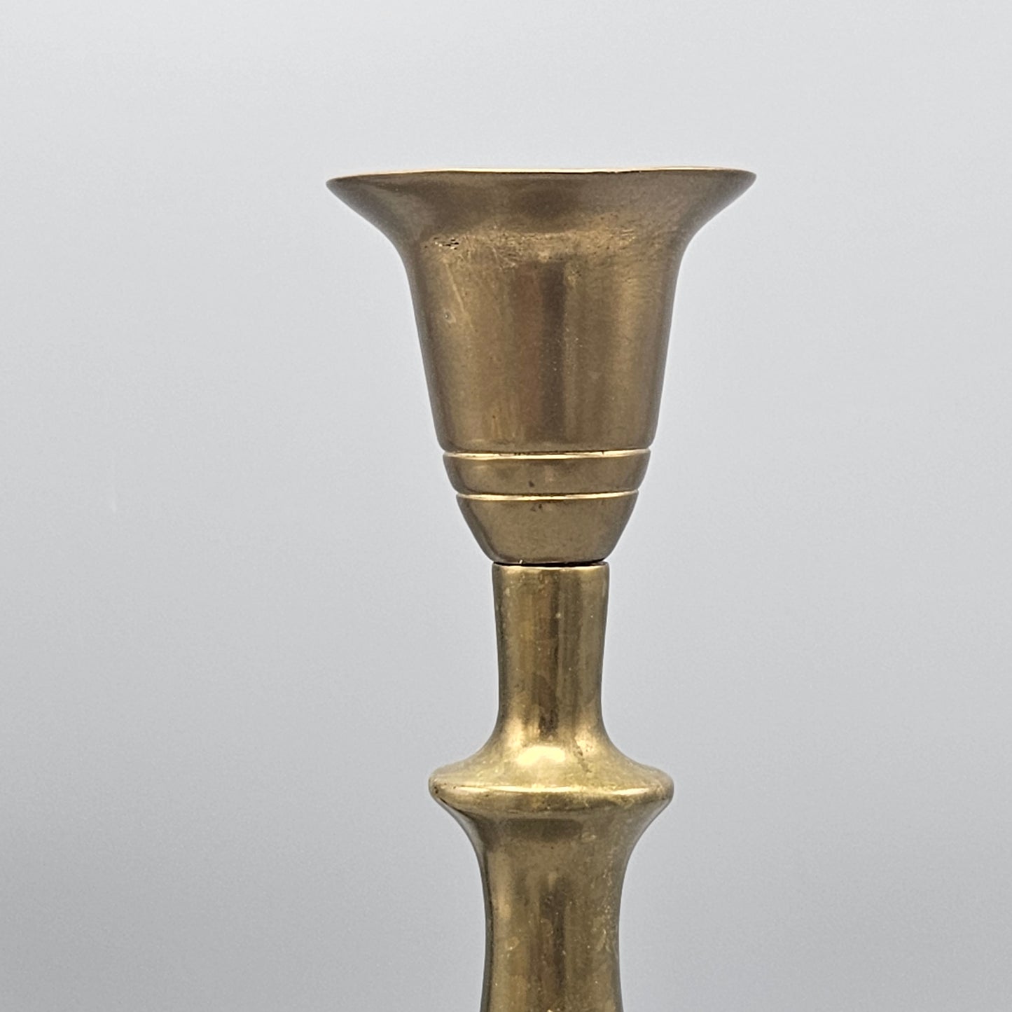 Pair Antique English Brass Baluster Candlesticks
