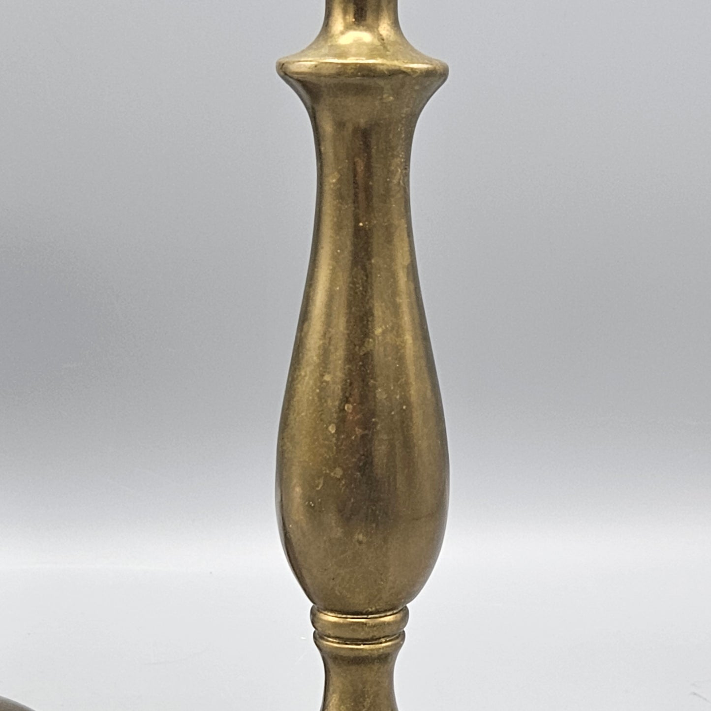 Pair Antique English Brass Baluster Candlesticks