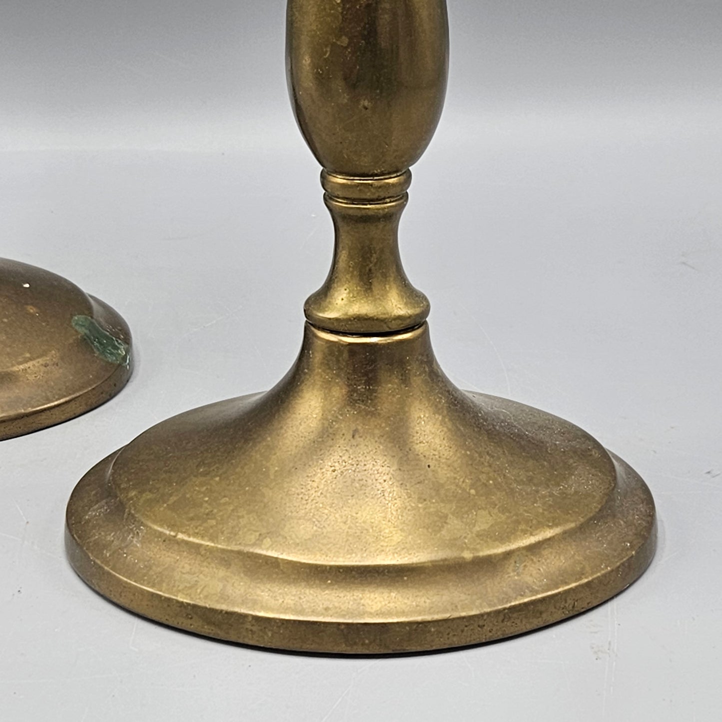 Pair Antique English Brass Baluster Candlesticks