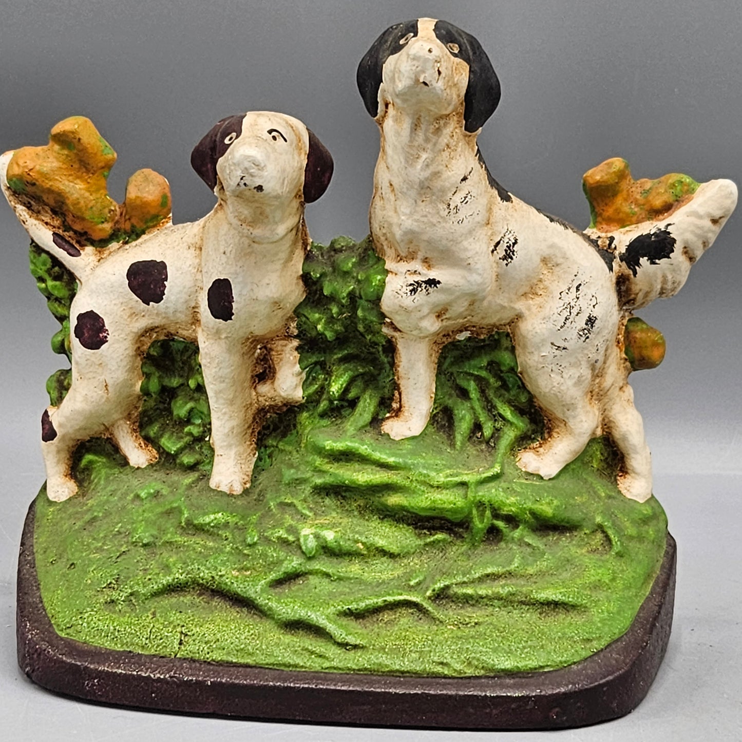 Pair Hubley Painted Cast Iron Pointer Dog Bookends