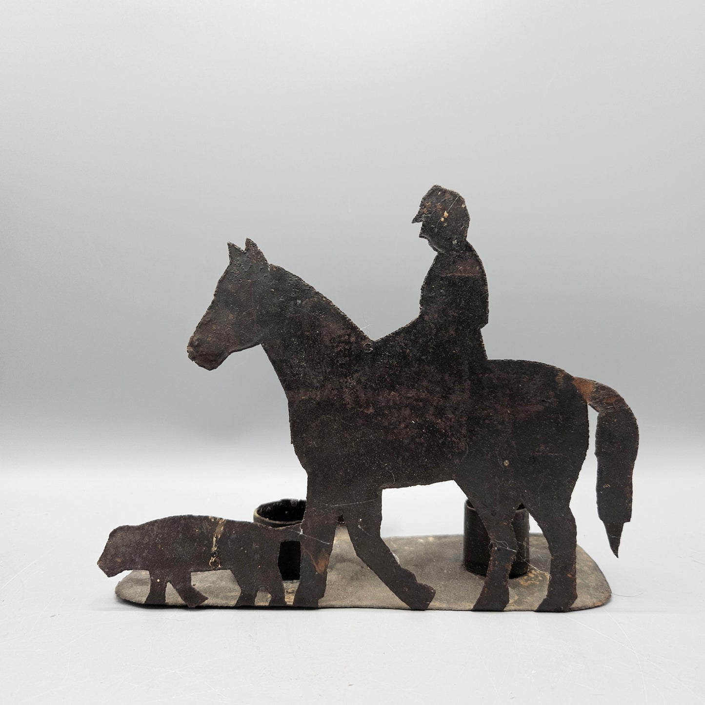 Cut Tin Hunt Scene Candle Holder