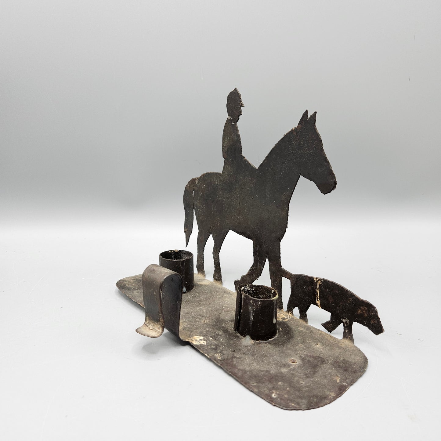 Cut Tin Hunt Scene Candle Holder