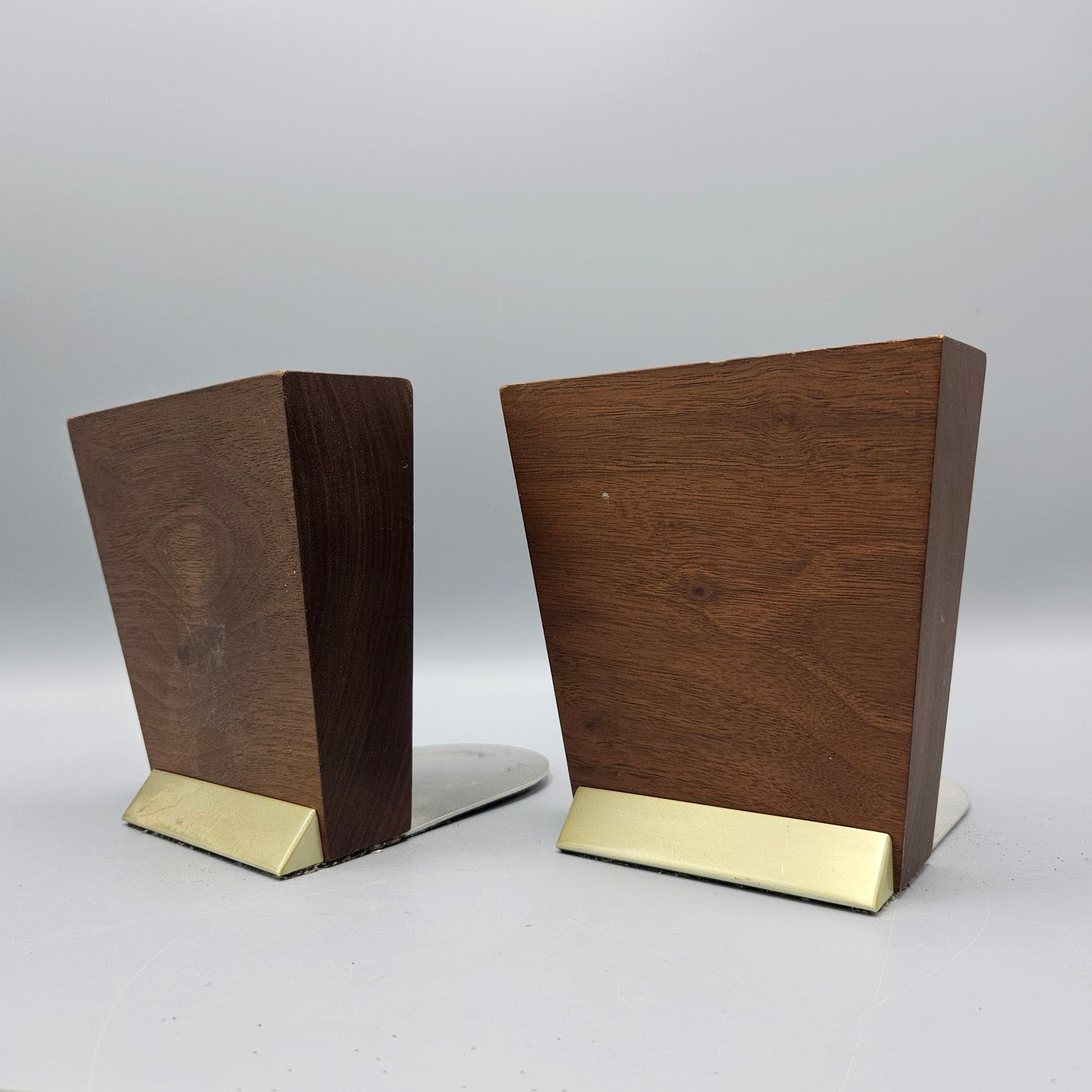 Pair MCM Duk-It Walnut & Aluminum Bookends