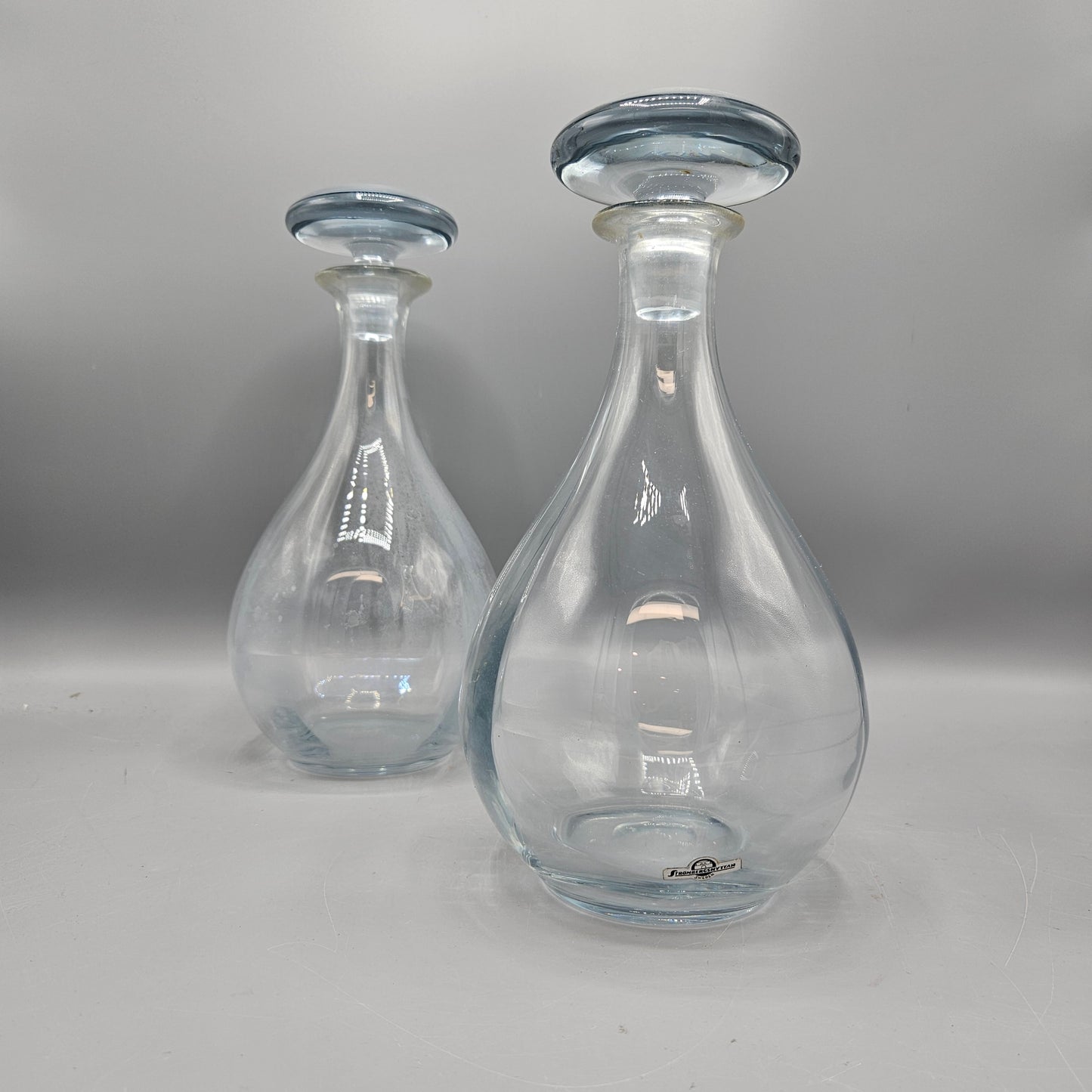 Pair MCM Strombergshyttan Crystal Decanters