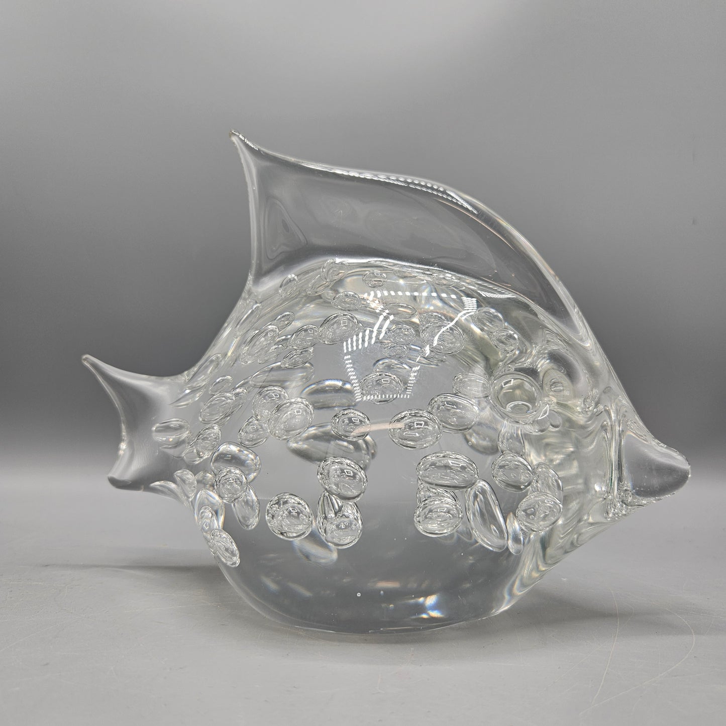 Vintage Murano Glass Seguso AV Fish Figurine with Controlled Bubbles