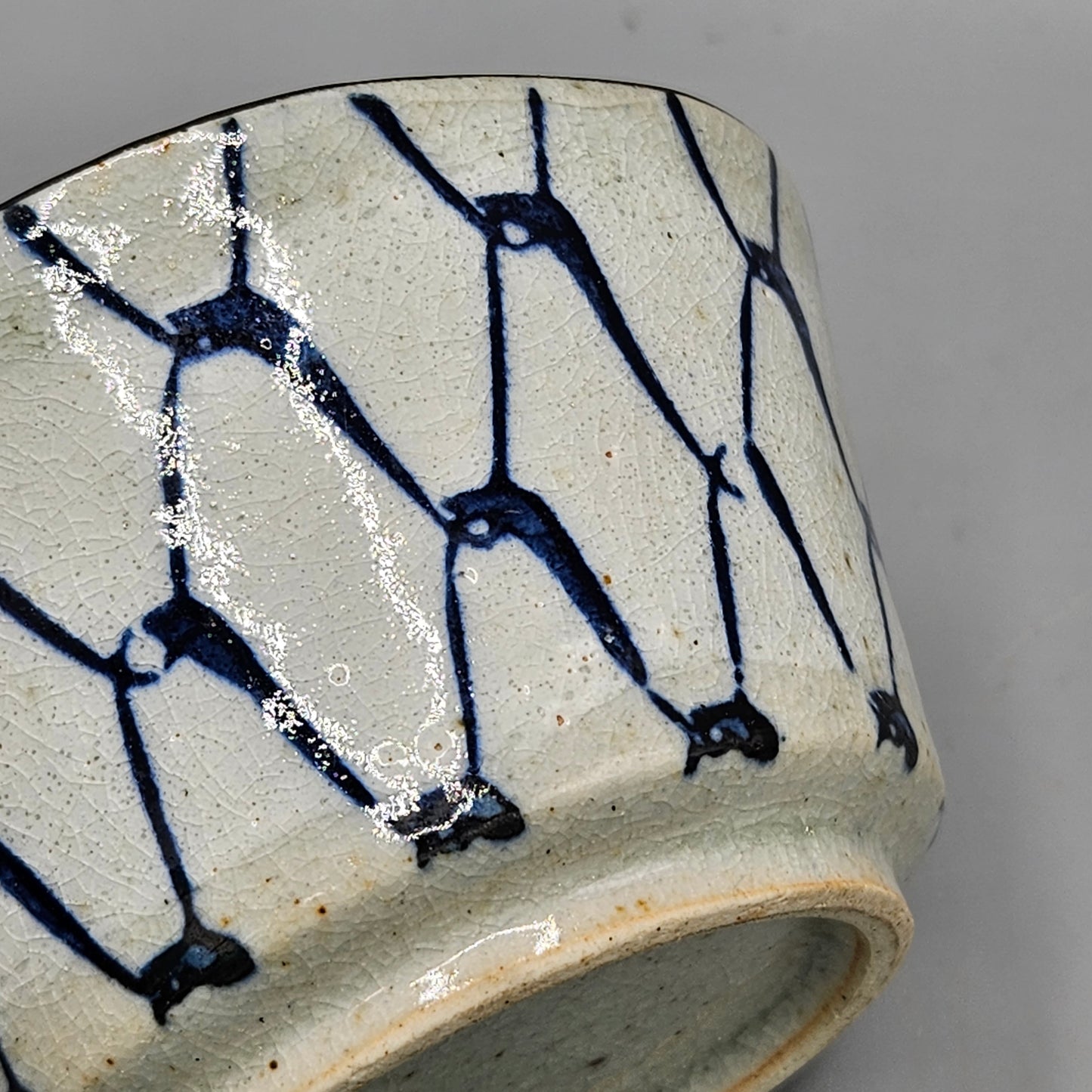 Small Celadon Green and Cobalt Blue Ceramic Bowl