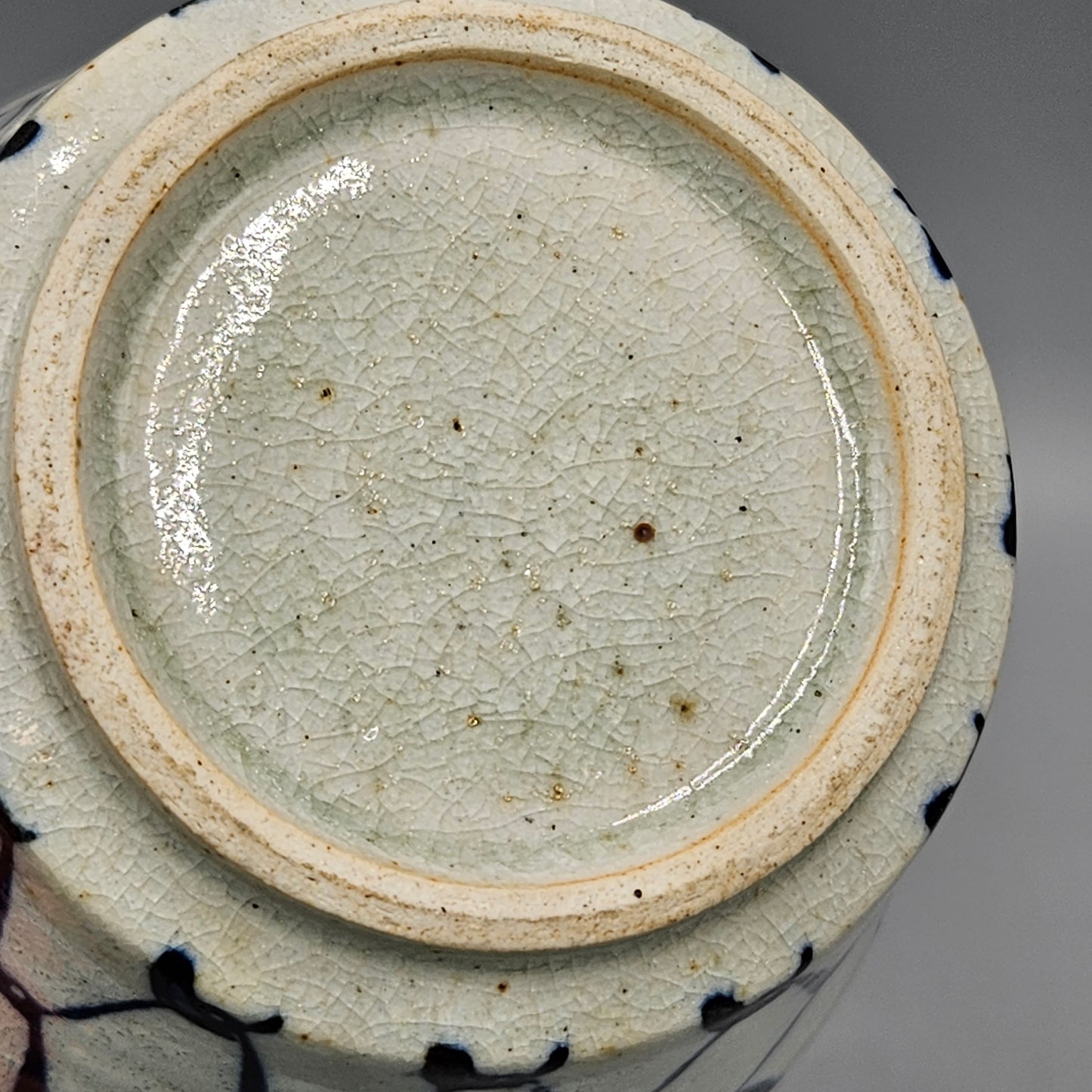 Small Celadon Green and Cobalt Blue Ceramic Bowl