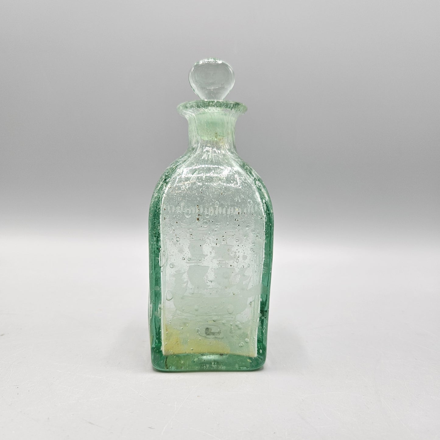 Three Vintage 1920s Bohemian Seeded Glass Bottles