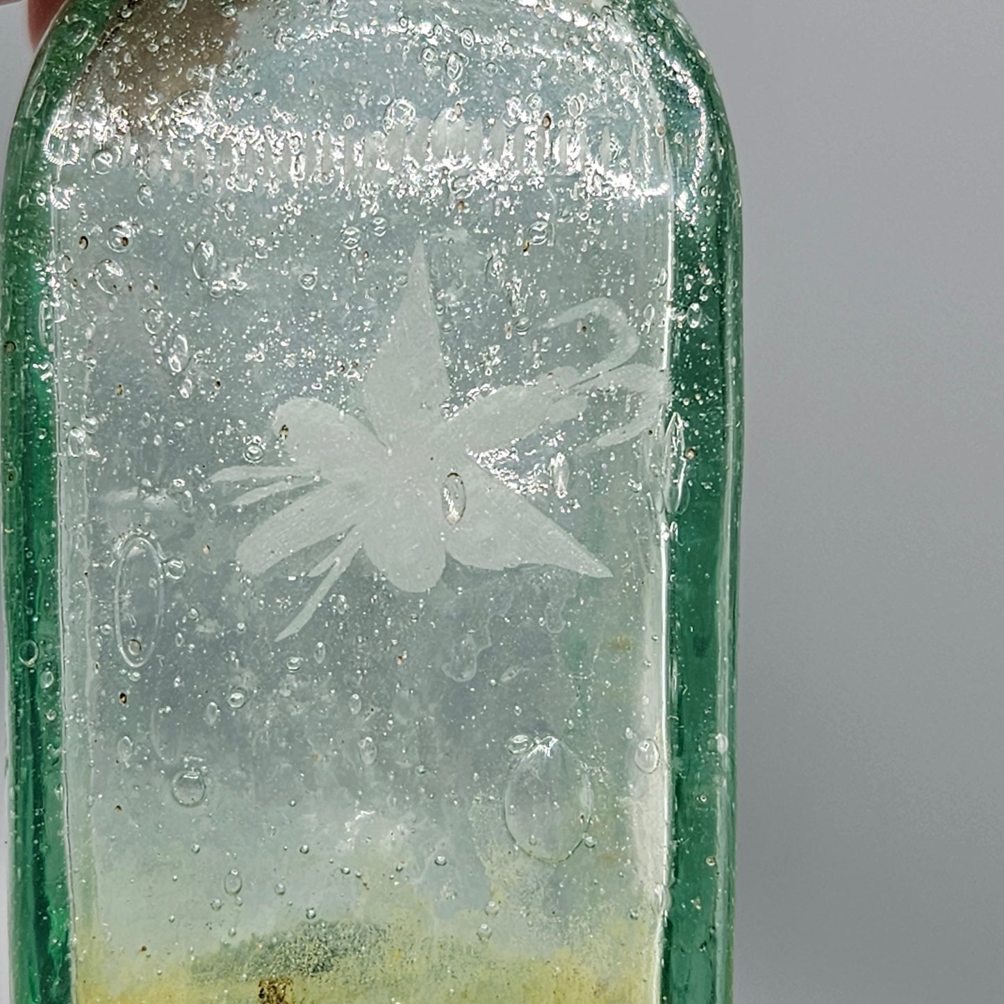 Three Vintage 1920s Bohemian Seeded Glass Bottles