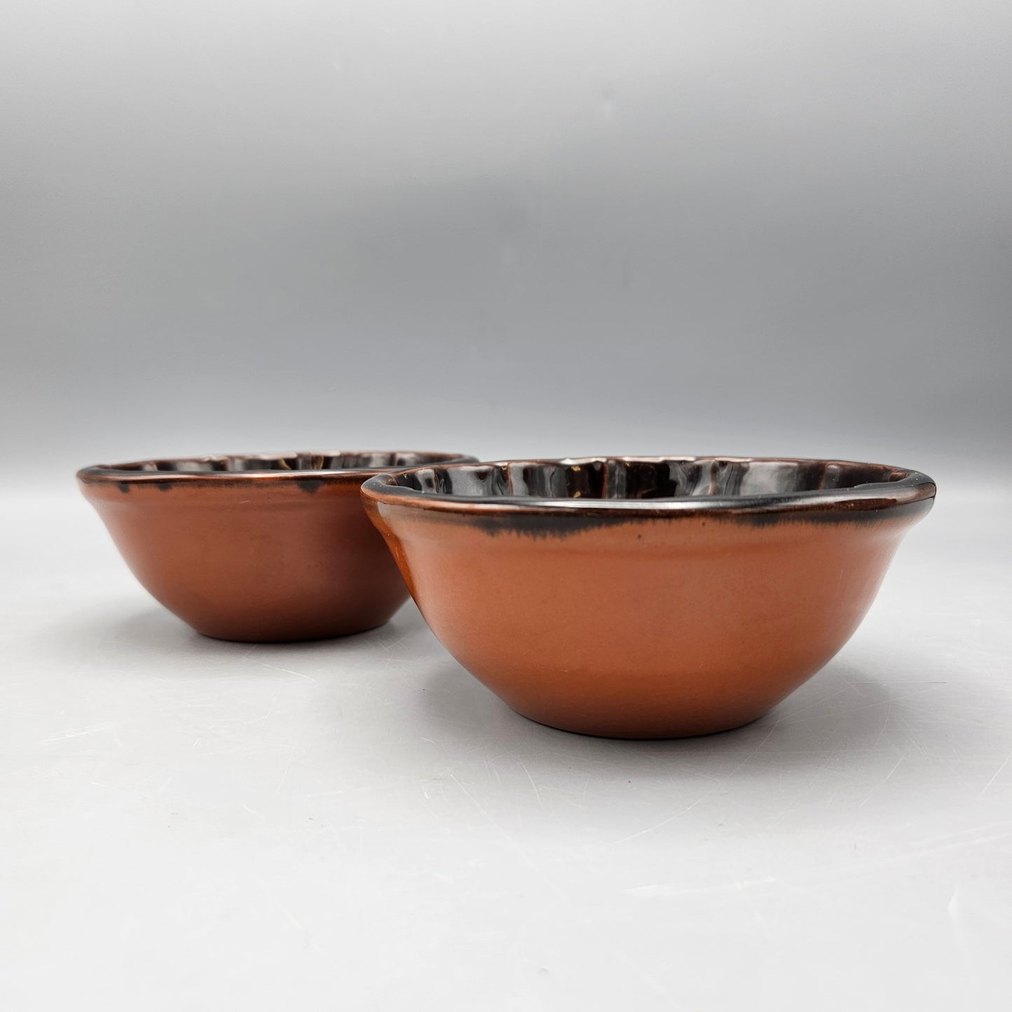 Pair of Rowe Pottery Works Redware Ramekin Bowls