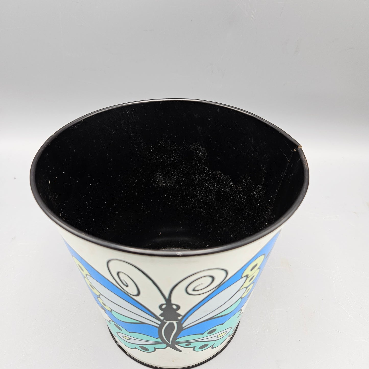 Vintage Ohio Art Tin Pale Bucket Toy with Butterfly Design