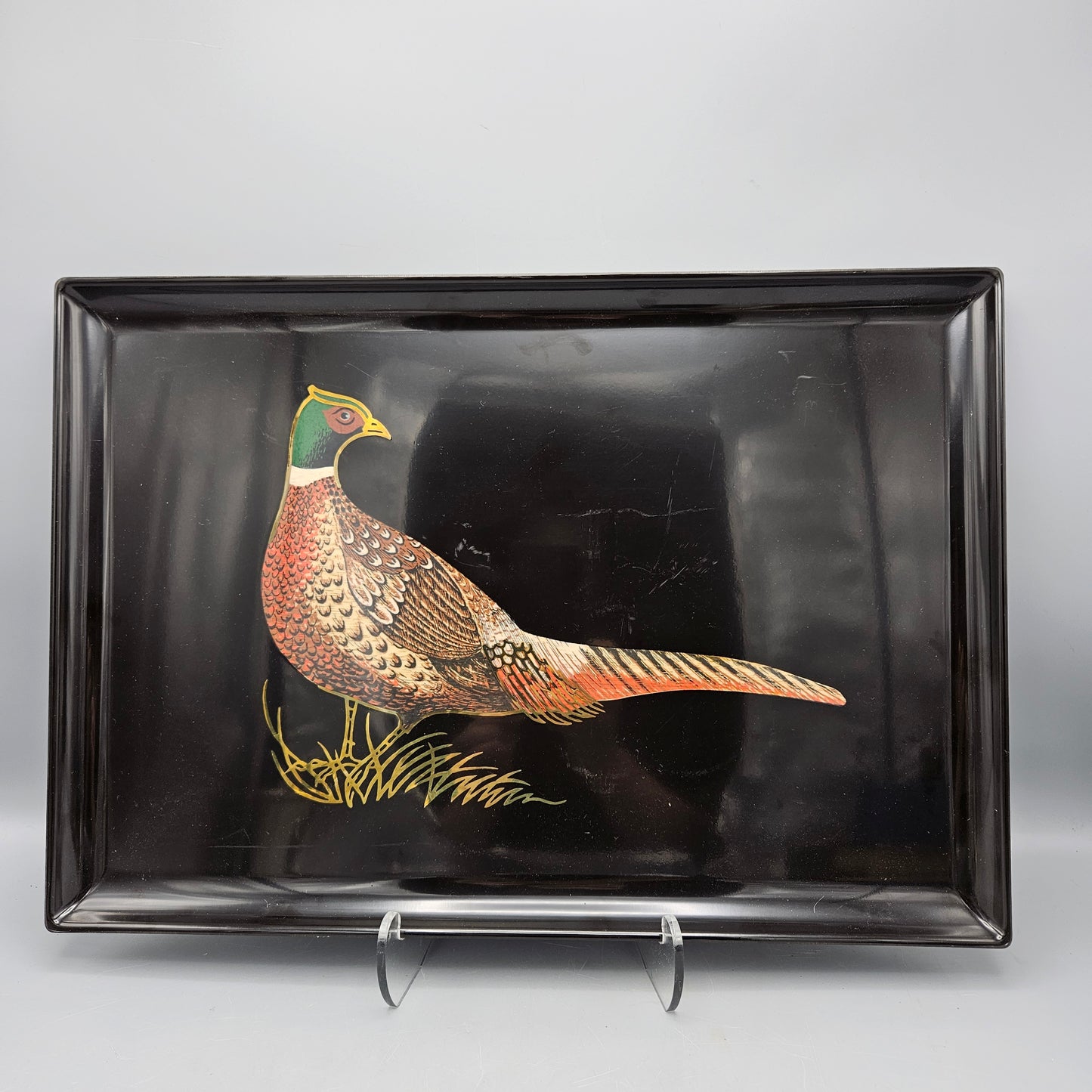 Vintage Couroc of Monterey Inlaid Lacquered Tray - Pheasant