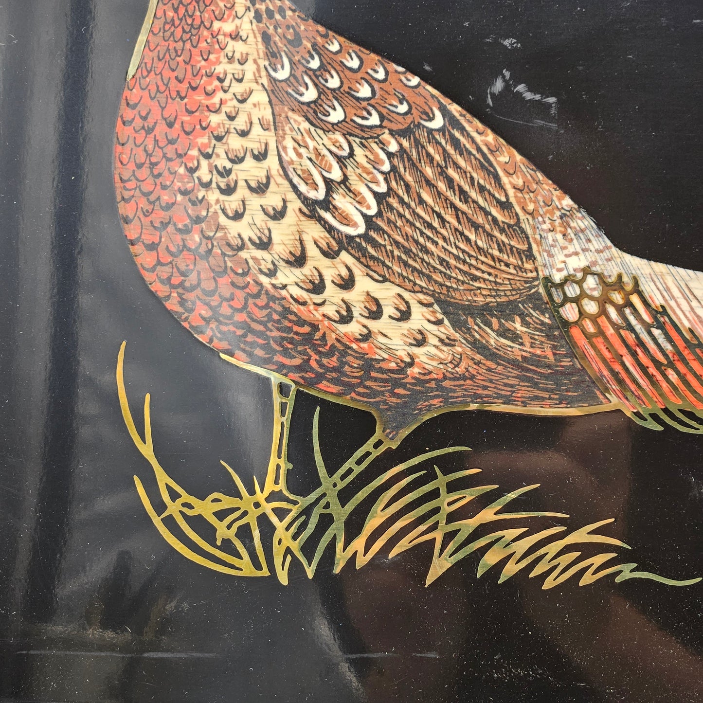 Vintage Couroc of Monterey Inlaid Lacquered Tray - Pheasant