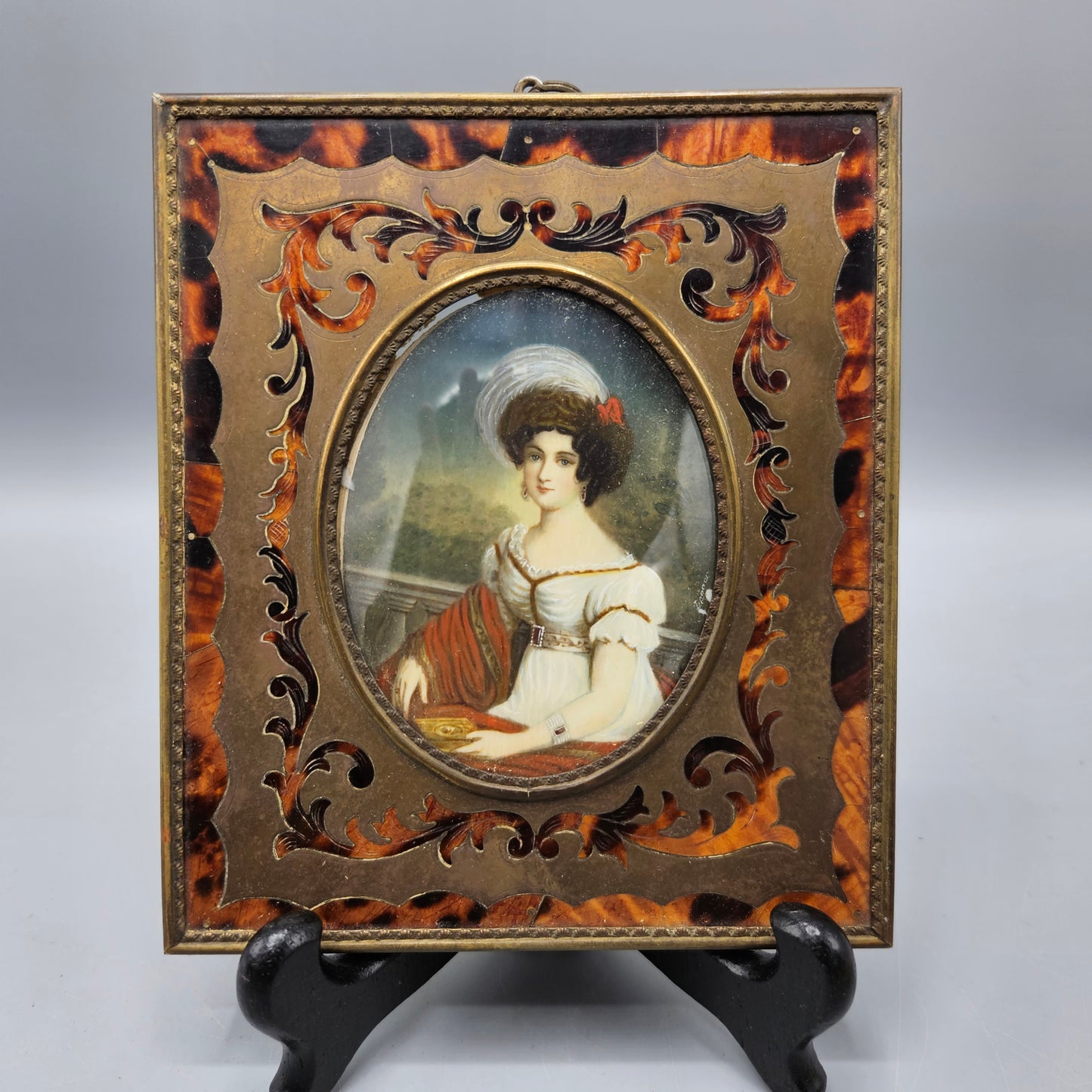 Spectacular Antique Tortoise & Brass Frame