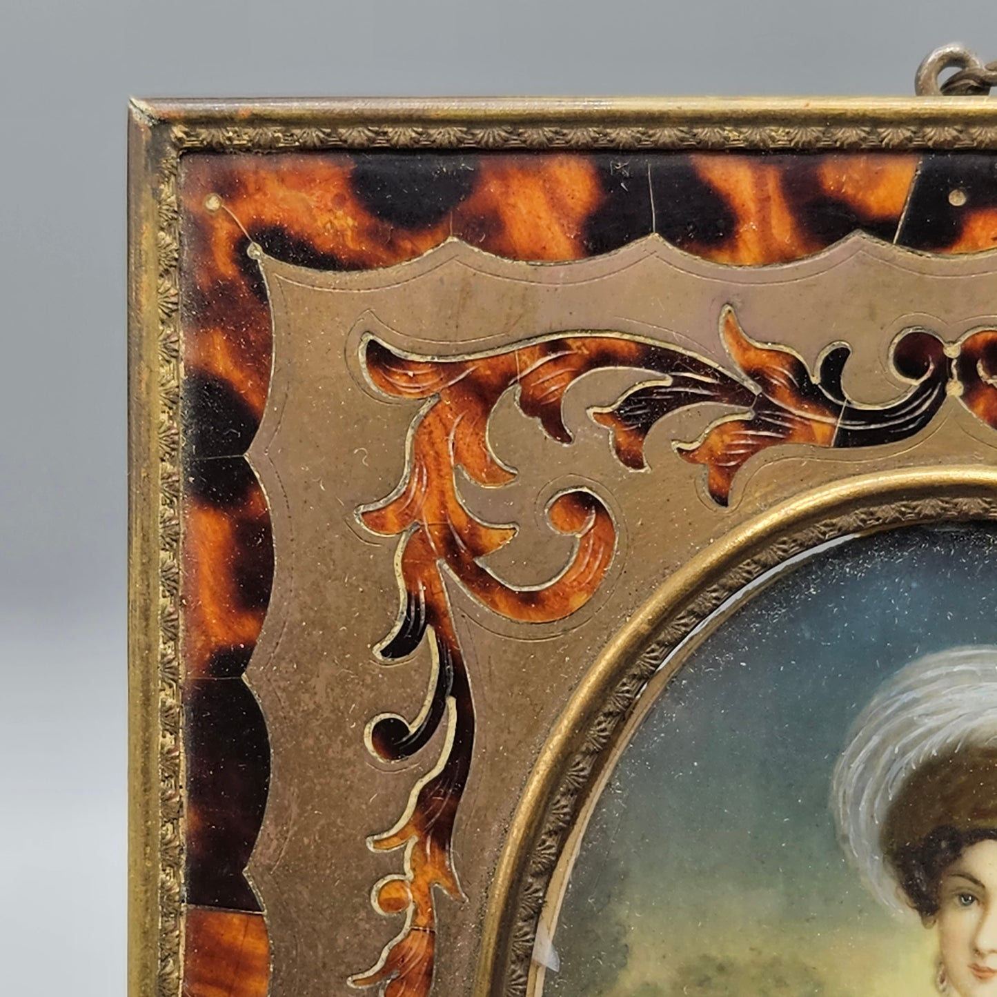 Spectacular Antique Tortoise & Brass Frame