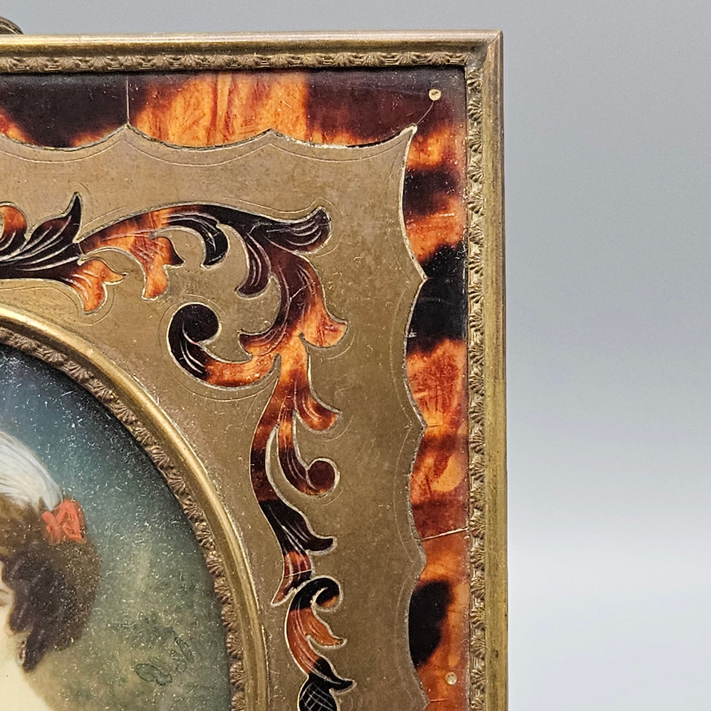 Spectacular Antique Tortoise & Brass Frame