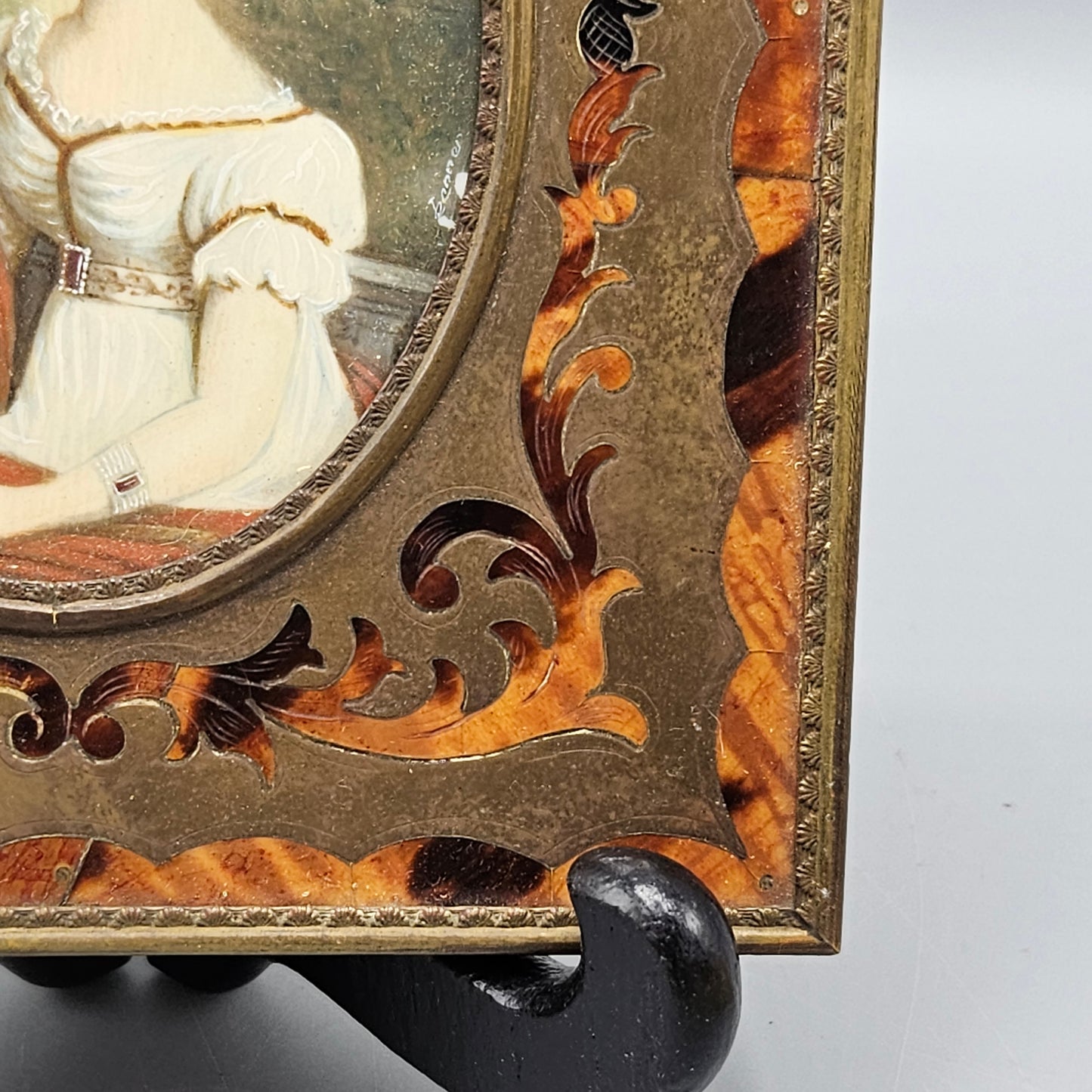 Spectacular Antique Tortoise & Brass Frame