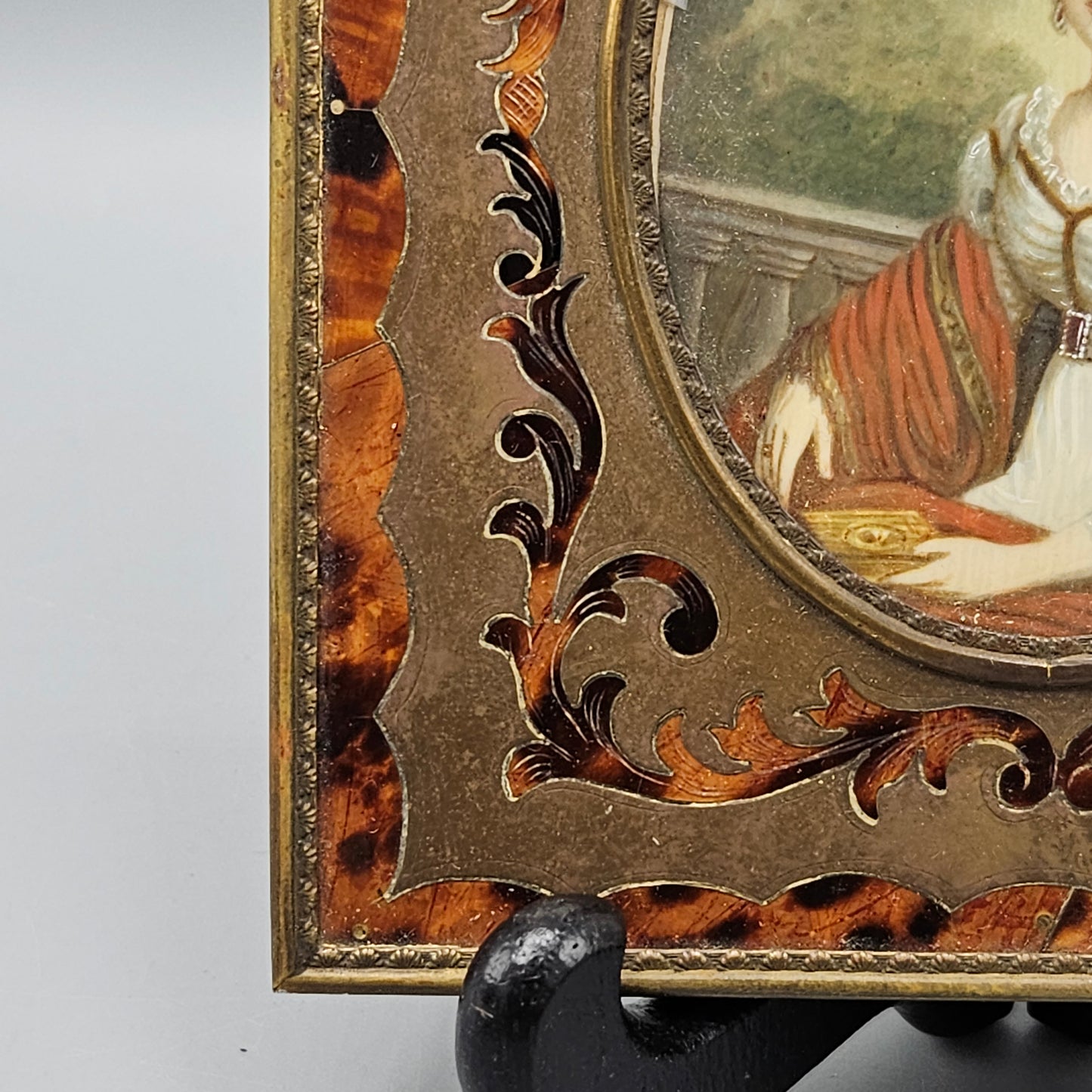 Spectacular Antique Tortoise & Brass Frame