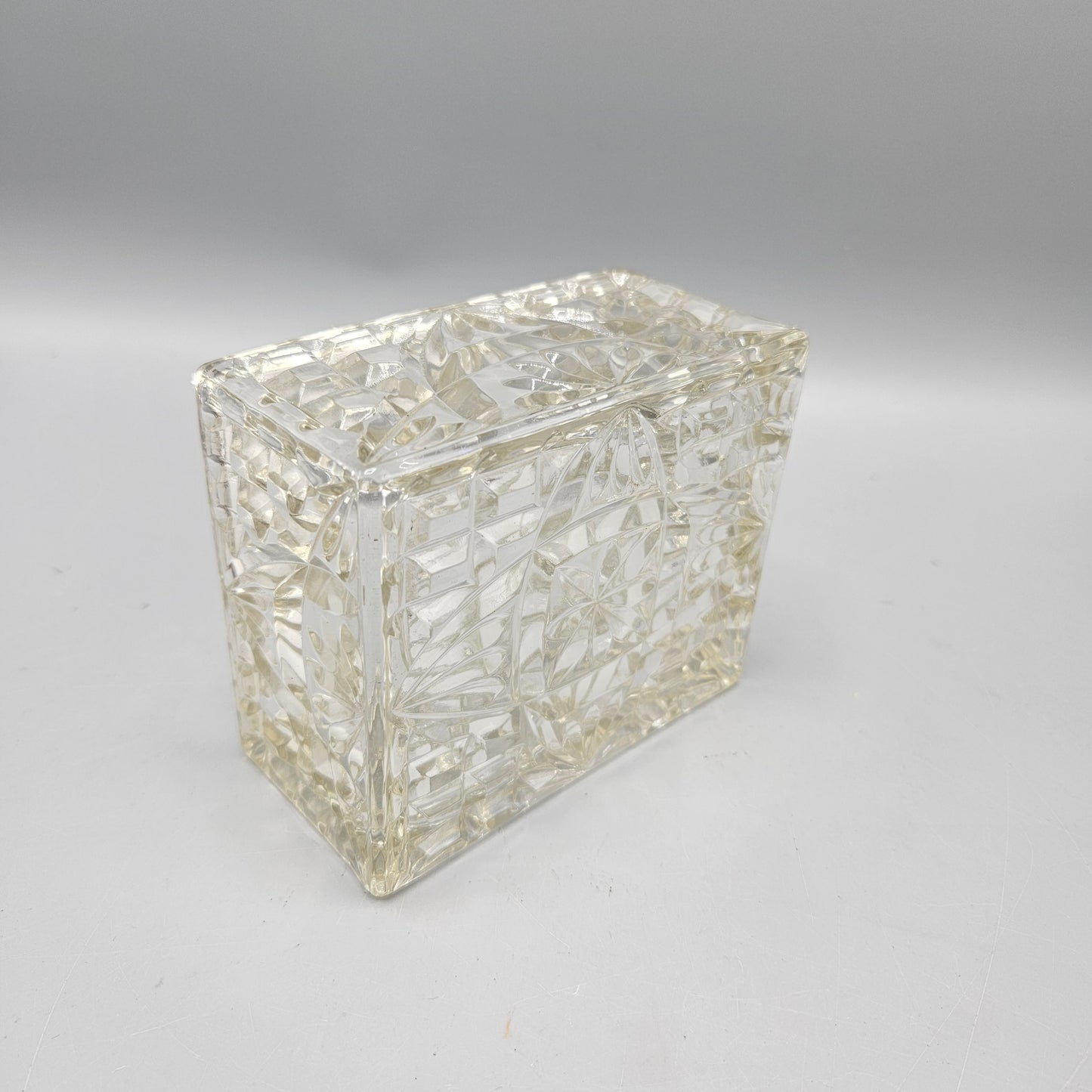 Vintage Glass Vanity Box with Deep Purple Lid